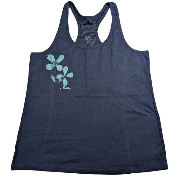 Old Navy do a little yoga Navy Blue Racer back Tank with Flowersn Size XXL - Picture 1 of 5